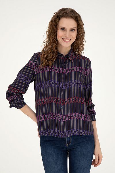 U.S. Polo Assn. Cămașă de damă bleumarin - mânecă lungă, model 50271477 -VR033