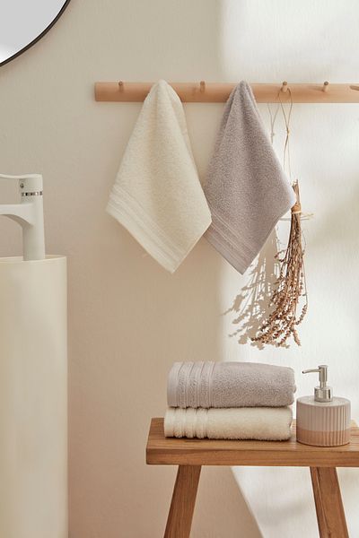 Karaca Home Karin 4-Piece Face Towel Set White-Grey