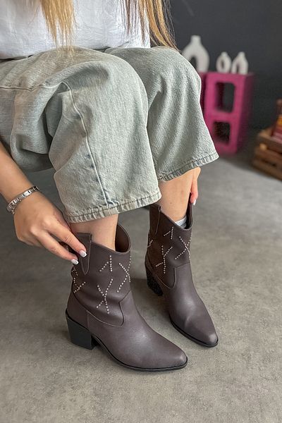 SHOEBELLAS Ghete de damă cu model de piatră maro amar Berceste