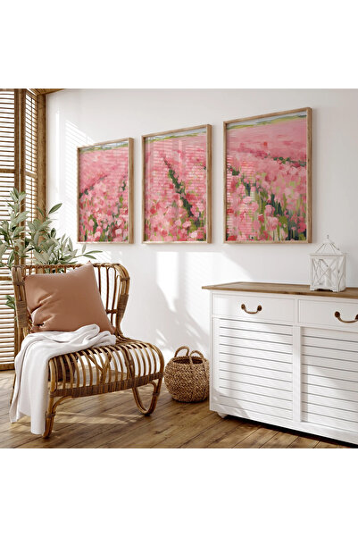 woodhomeworks Ahşap Çerçeveli 3 Lü Soyut Tablo Home Ev Salon Oturma Odası Yat...