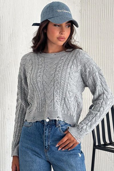 fiolin Pulover de tricotaj cu model tricotat cu detaliu rupt