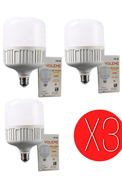 VOLEMİ 3 adet beyaz ışık 40 w %80 enerji tasarruflu yerli üretim ampul