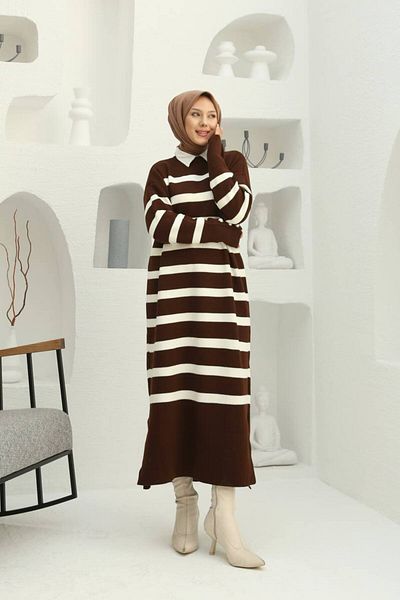 PİNK FLY Women's Full Size Striped Teseture Tunic
