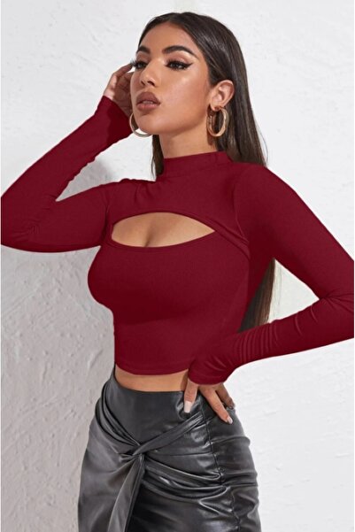 PRAG بلوزة نسائية بأكمام طويلة وفتحة صدر منخفضة ومفصلة