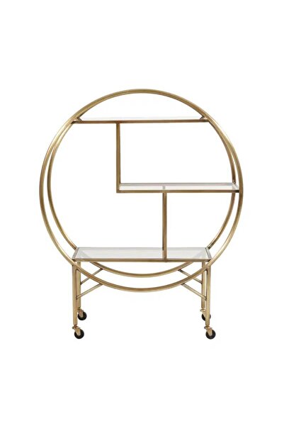 Genel Markalar Altın renkli metal mini bar ve servis arabası, şık ve kullanış...
