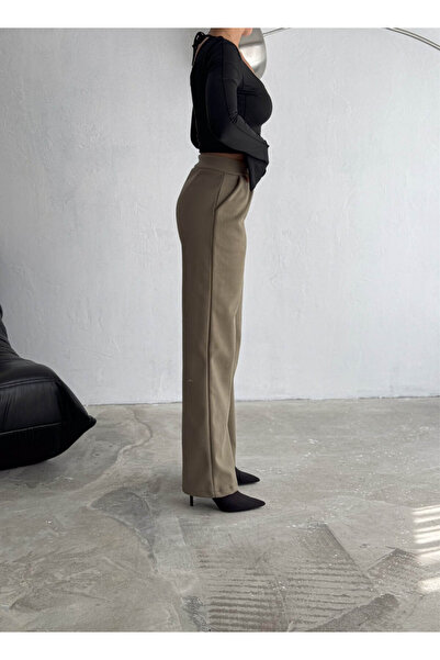 winmoda Ψηλόμεσο Maxi Γυναικείο Παντελόνι Stamp - Φαρδύ πόδι φαρδύ