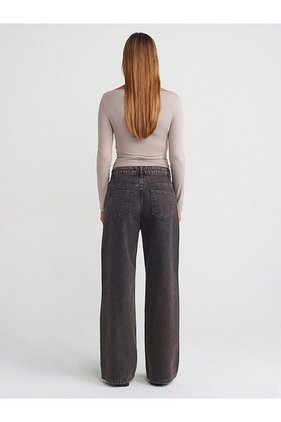 Dilvin 71727 Laser Washed Loose Trousers-Black