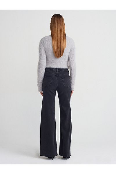 Dilvin 71734 - Pantaloni largi din denim antracit, fără cusături și lycra