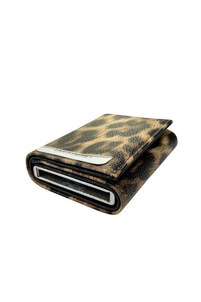 Newish Women's Leoapar Pattern Anti-Theft Rfid Vegan Leather Wallet and Card Holder