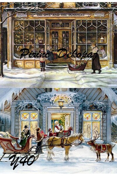 DERYA DESİNG ART ورق ديكوباج نحاسي بنمط عيد الميلاد Lineart 29X42 رقم: Y40