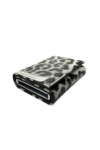 Newish Women's Leoapar Pattern Anti-Theft Rfid Vegan Leather Wallet and Card Holder