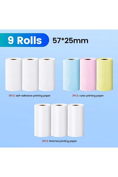 Choice 9 Rolls Mixed 57*25mm Thermal Paper Label Sticker Self-adhesive Rolls Paper For Mini Printer Instant