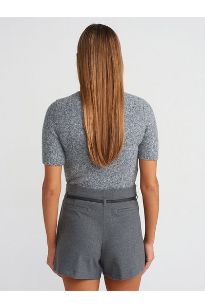 Dilvin 80846 Fusta scurtă plisată cu centură gri