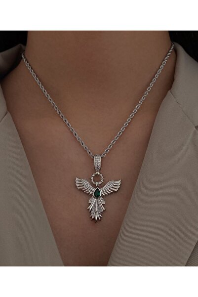 h&b design jewel Çelik Burgu Zincirli Anka Kolye
