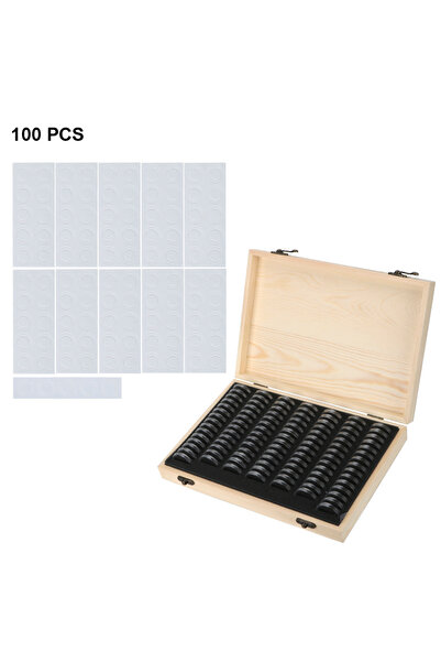 Choice 100PCS 20/30/50/100PCS Coins Storage Box With Adjustment Pad Adjustable Antioxidative Wooden Commemo