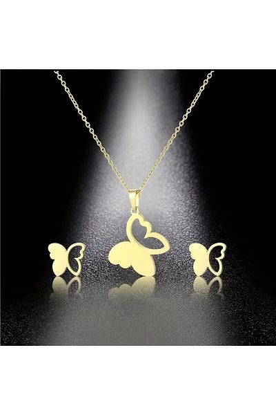 Ayzen Butterfly Necklace Earrings Set