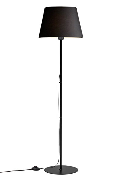 Art&Gift Slav Hazır Konik Kumaş Başlık Siyah Metal Lambader Salon Köşe Lambası