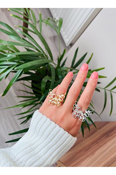 RM Bijuteri Baguette Stone Large Size Butterfly Adjustable Ring