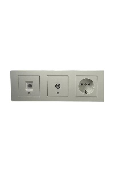 OVİVO Ovivo Grano White Grounded Socket, Numeris Telephone, Satellite Television Socket 3 Pack / Set