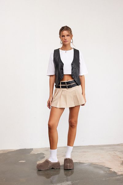 Bases Black Faux Leather Vest