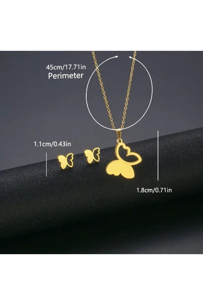 Ayzen Butterfly Necklace Earrings Set