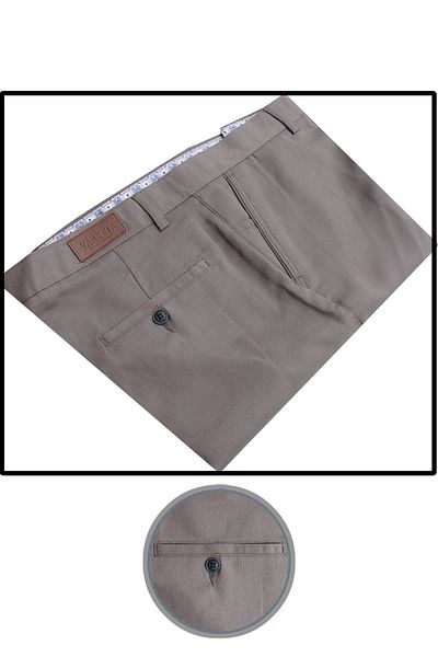 Varetta Ανδρικό λινό παντελόνι Earth Brown Classic Cut Woven Dobby Seasonal με τσέπες