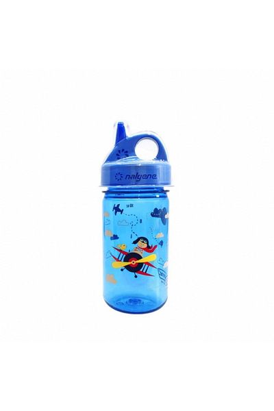 NALGENE 12oz Grip-n-gulp Kids Blue Airplane Tritan Water Bottle