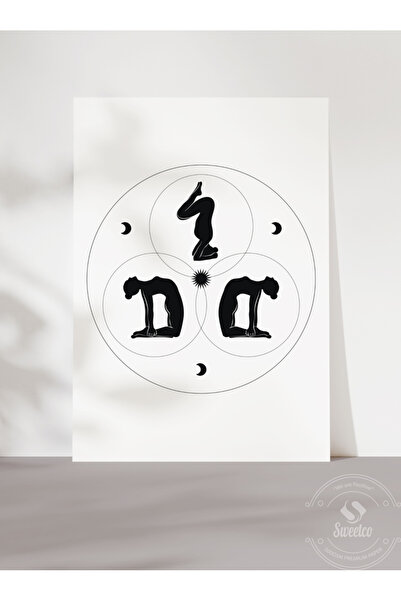 Sweetco Çerçevesiz Poster Women Doing Yoga | Yoga Yapan Kadınlar Soyut Siluet...