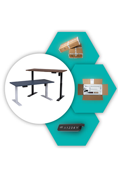 EDUSA O-Flex Tek Motorlu Elektrikli Yükseklik Ayarlı Masa - 180X80 - Pasifik Mavi