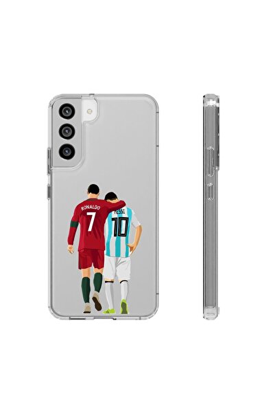 izzytech حافظة هاتف شفافة لهاتف سامسونج S22 بنمط رونالدو وميسي