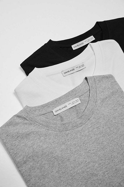 GRIMELANGE Cultıvated 3-teiliges, dick strukturiertes, normales, mehrfarbiges Herren-T-Shirt aus 100 % Bio-Baumwolle