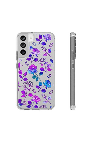 izzytech حافظة هاتف متينة لهاتف سامسونج S21 بلس حافظة هاتف شفافة بنمط زهرة