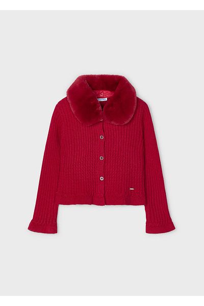 MAYORAL Girl's Fur Collar Cardigan