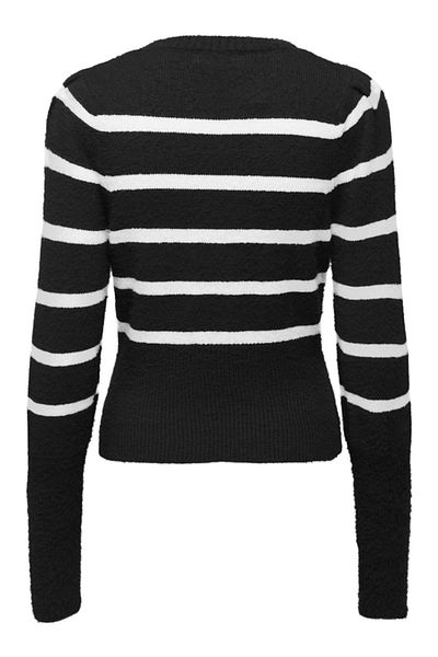 ONLY ONLPIUMO LS PUFF STRIPE O-NECK CC KNT أسود 15324211