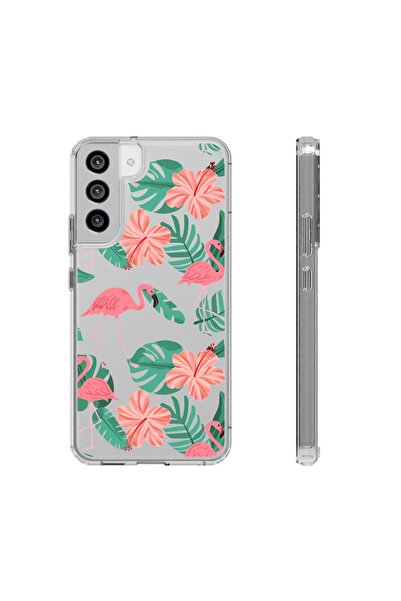 izzytech حافظة هاتف شفافة لهاتف سامسونج S21 حافظة هاتف متينة بنمط زهرة