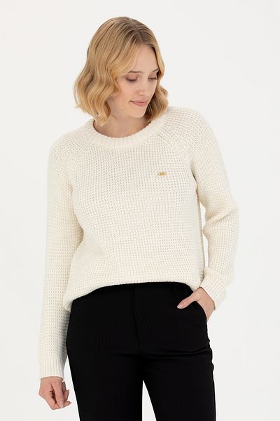 U.S. Polo Assn. Γυναικείο πουλόβερ Cream Crew Neck 50272045-VR071