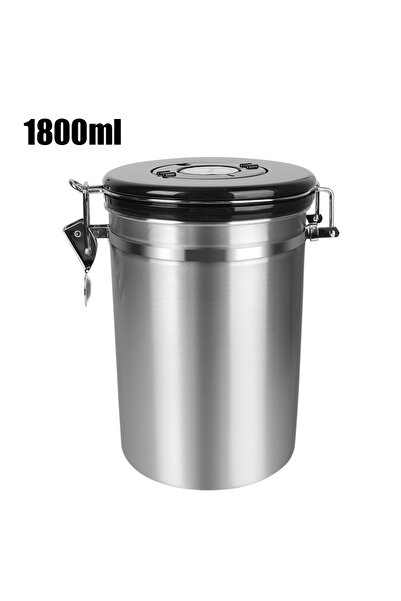 Choice علبة تخزين قهوة من الفولاذ المقاوم للصدأ بسعة 1800 مل، بغطاء محكم الإغلاق، تحافظ على نضارة القهوة، مزودة بخاصية تفريغ ثاني أكسيد الكربون.