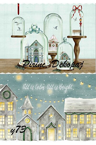 DERYA DESİNG ART ورق ديكوباج نحاسي بنمط عيد الميلاد Lineart 29X42 رقم: Y73