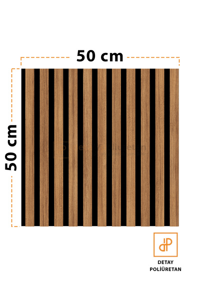 DETAYPOLİURETAN Mdf Ahşap Akustik Duvar Ve Tavan Kaplama Paneli 50 X 50 Cm Teak