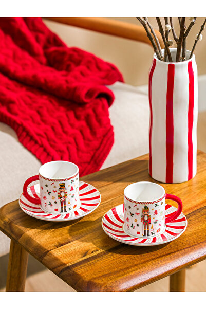 LC Waikiki Red Christmas Themed Coffee Cup Set for 2 People 90 ml