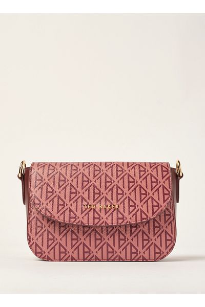 Ted Baker Claret Red Oblique Monogram Covered Crossbody Bag 240413 -2
