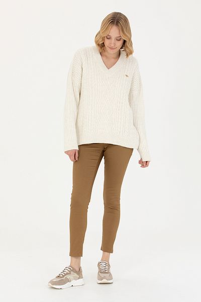 U.S. Polo Assn. Women's Light Khaki Canvas Trousers 50272078 -Vr183