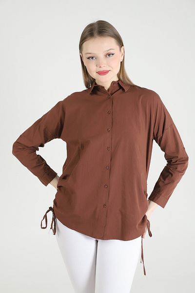 Dabenti women style Дамска кафява риза Oversize - 6122