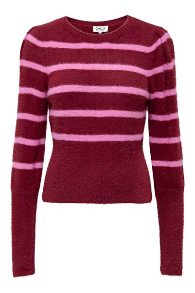 ONLY ONLPIUMO LS Puff Stripe O-Neck CC KNT - Roșu 15324211