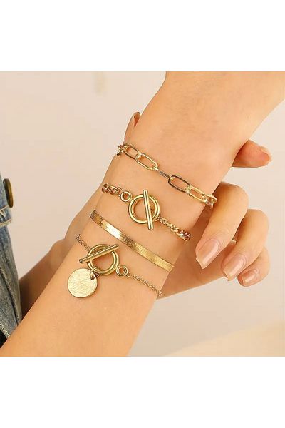 Ayzen Medalion Style 4Pcs Bracelet