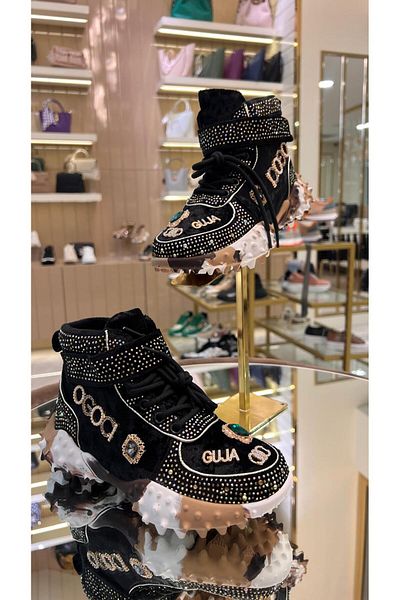Guja Imported Velvet High-Top Sneakers