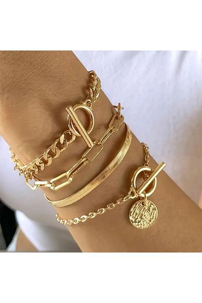 Ayzen Medalion Style 4Pcs Bracelet