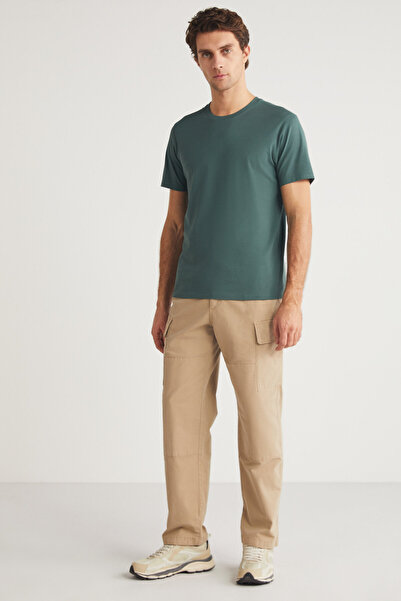 GRIMELANGE Ανδρικό μπλουζάκι Mıchel Green Slim Fit - 100% οργανικό βαμβάκι, πλαϊνή ραφή