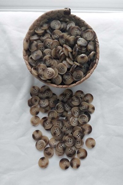 Tasarım Brown Color Marble Patterned 2.3 cm Diameter Polyester Button 20 Pieces.