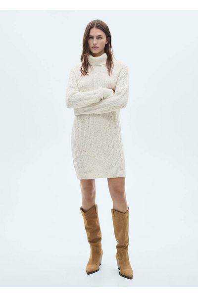 MANGO Woman Turtleneck Woven Dress